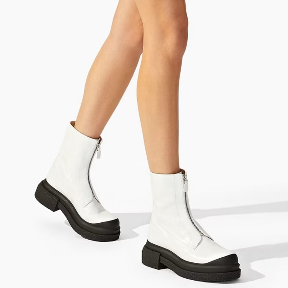 NEW Stuart Weitzman Charli Zip Sportlift Bootie White Size EU 38.5